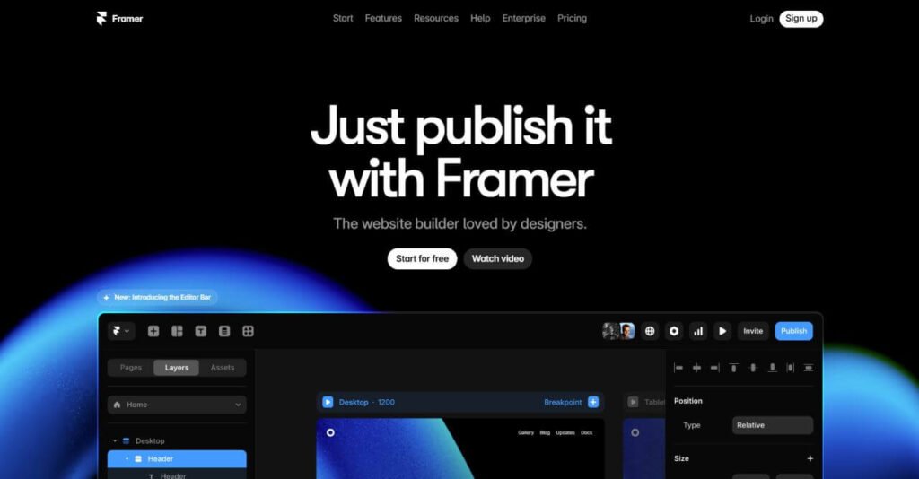 Framer homepage