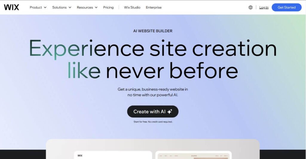 Wix homepage