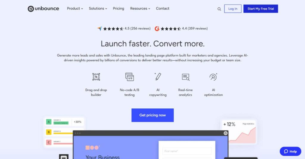 Unbounce homepage